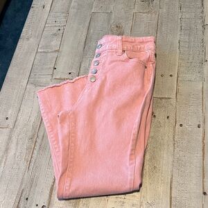 Time and Tru Pink Ankle Jeans with Button-Fly
